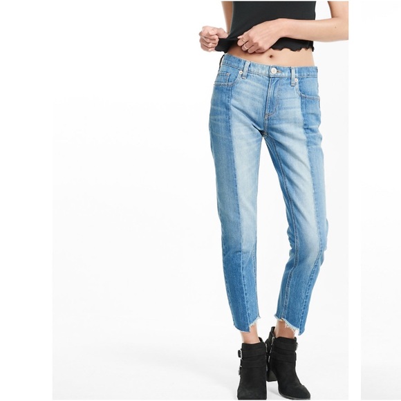 H&M Denim - Split Wash Distressed Girlfriend Jeans